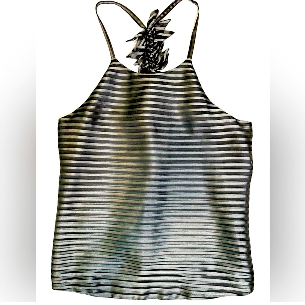 Giorgio Armani black and silver striped top. Size 42, US size 6.